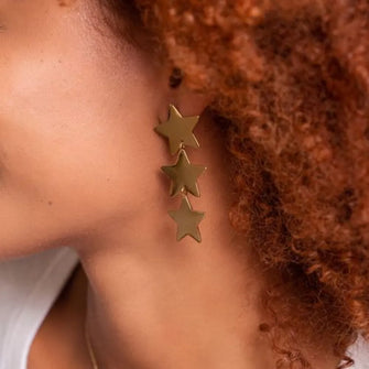 18K Gold-Plated Stainless Steel Star Earrings Gold One Size