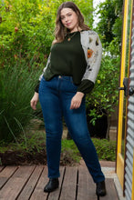 Plus Size Floral Waffle-Knit Round Neck Blouse Woman Blouses