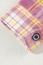 Plaid Collared Neck Button Up Shacket Woman Outerwear