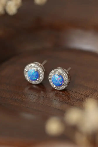 Opal 4-Prong Round Stud Earrings Sky Blue One Size Earrings