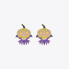 Demon Pumpkin Rhinestone Alloy Earrings Purple One Size Earrings