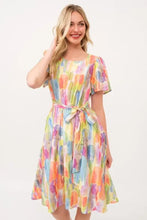 Lime 'N' Chili Watercolor Print Tie Front Midi Dress Casual Dresses