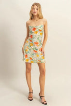 HYFVE Floral Cowl Neck Flirty Satin Mini Dress Casual Dresses
