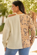 Plus Size Leopard Color Block Long Sleeve T-Shirt Woman T Shirts