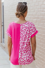 Leopard Two-Tone Round Neck Tee Woman T Shirts