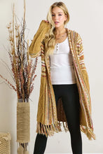 Fringe Hem Aztec Cardigan MUSTARD
