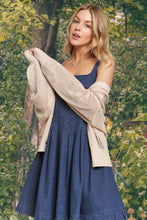 Plus size floral sweater cardigan in beige open-knit with textured pattern