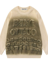 Men's Gradient Letter Pattern Long Sleeve Sweater Apricot
