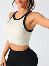 Contrast Trim Round Neck Active Tank Woman Activewear