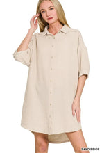 Zenana Washed Double Gauze Button Down Shirt Dress