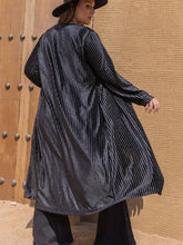 Plus Size Striped Long Sleeve Cardigan Woman Outerwear