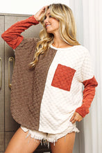 BiBi Color Block Brushed Checker Top MOCHA RUST