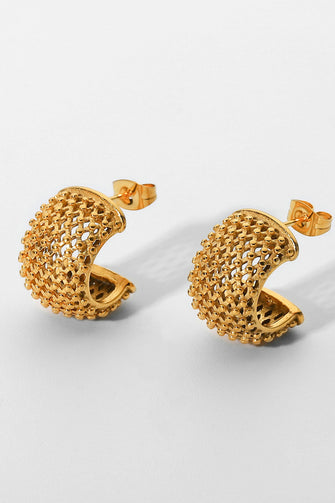 Mesh Half Hoop Earrings Gold One Size
