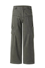 Men's Wide Leg Cargo Pants with Multiple Pockets Green