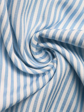 Drawstring striped wide leg cargo pants in blue and white woven fabric with a soft striped wide leg texture