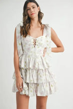 MABLE Floral Print Shoulder Tie Layered Mini Dress Casual Dresses