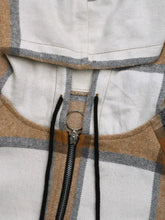 Drawstring Plaid Zip Up Long Sleeve Hooded Outerwear Woman Outerwear