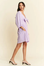 Davi & Dani Self-Tie Puff Sleeve Smocking Open Back Mini Dress Casual Dresses