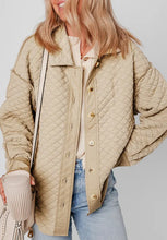 Exposed Seam Collared Neck Button Up Shacket Beige