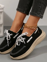 Lace Up Round Toe Sneakers Black Woman Sneakers