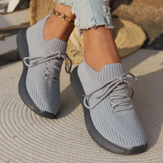 Lace Up Mesh Breathable Athletic Gray