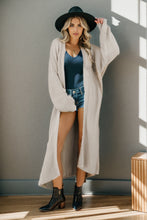 Open Front Side Slit Cardigan Beige