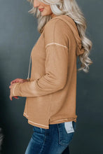 Dropped Shoulder Buttoned Hoodie Woman Sweatshirts