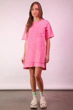 VERY J Plus Size Mineral Washed Knit Shift Mini Dress Pink Casual Dresses