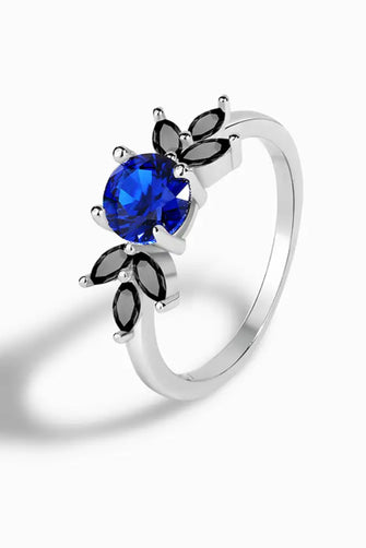Spinel Zircon Leaf Ring Silver Rings