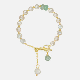 Pearl Green Stone Link Bracelet Pearl-Green Stone One Size Necklaces