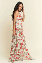 Davi & Dani Contrast Ring Lace Layered Ruffle Maxi Cami Dress Casual Dresses