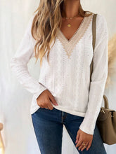 Eyelet V-Neck Dropped Shoulder T-Shirt White