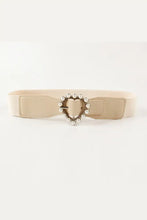 Pearl Heart Buckle Elastic Belt Ivory One Size Belts