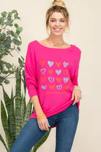 Women’s hot pink Celeste heart graphic long sleeve t-shirt