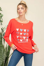 Red Celeste full size heart graphic long sleeve t-shirt