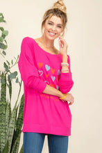 Woman in Celeste full-size heart graphic long sleeve t-shirt