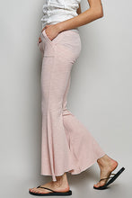 Pink textured ribbed knit wide-leg pants with flared hem from pol drawstring textured ribbed knit pants collection