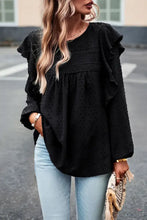 Devine Ruffle Trim Balloon Sleeve Blouse Woman Blouses