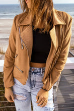 Zip-Up Suede Jacket Woman Outerwear