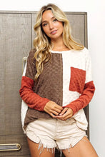 BiBi Color Block Brushed Checker Top Woman Blouses