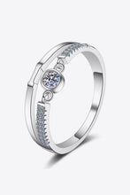 Moissanite Cutout Rhodium-Plated Ring Silver