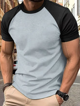 Men's Full Size Round Neck Contrast T-Shirt Plus Size
