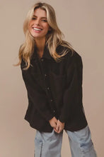 BiBi Button Up Washed Jacket with Pockets Black Charcoal Woman Outerwear