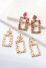 Square Shape Glass Stone Dangle Earrings