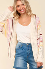 Haptics Full Size Striped Crochet Open Front Cardigan Woman Outerwear