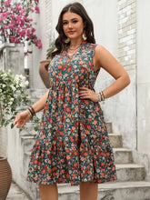 Plus Size Floral Notched Sleeveless Dress Casual Dresses