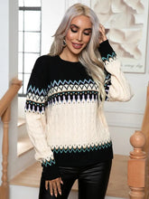 Round Neck Cable-Knit Sweater Sweater Pullovers
