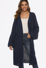 Long Sleeve Open Front Cardigan Dark Blue