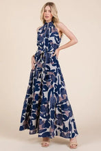 Lime 'N' Chili Abstract Halter Neck Tie-Waist Tiered Maxi Dress Casual Dresses