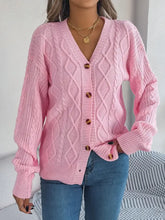 Cable-Knit Long Sleeve Cardigan Blush Pink Casual Dresses